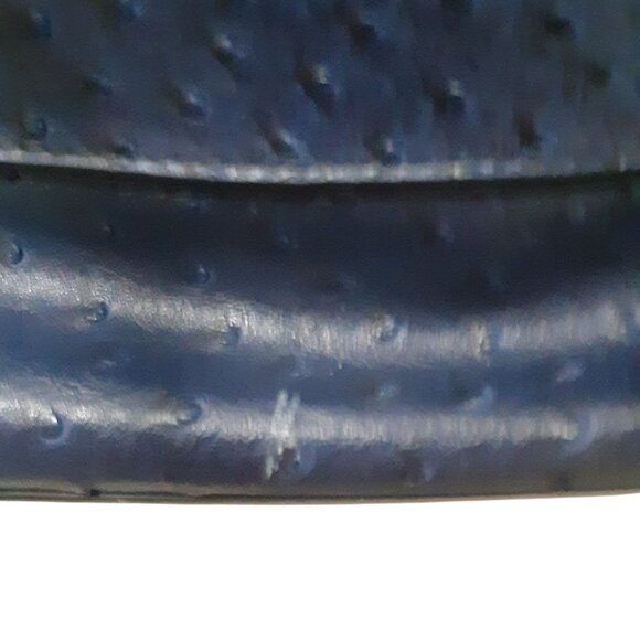 London Fog Purse Blue Faux Ostrich Leather Satchel Top Handle Bag - Picture 4 of 4